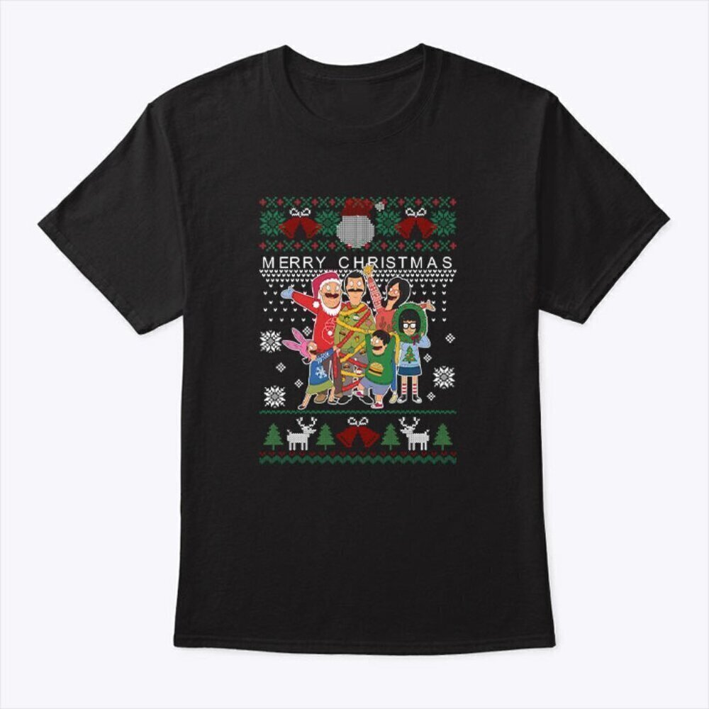 Bobs Burgers Family Merry Christmas T Shirt .